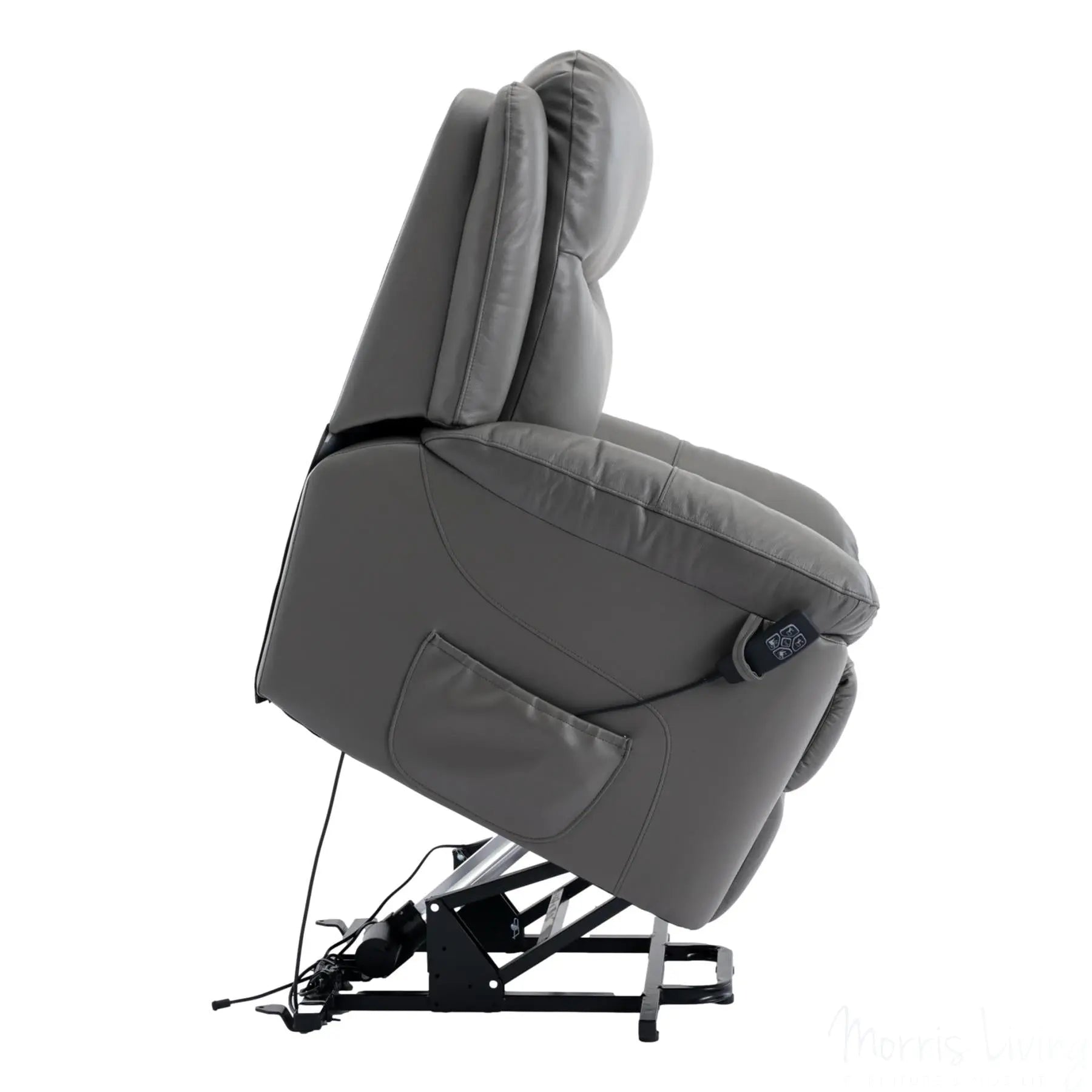 The Devon - Dual Motor Mobility Riser Recliner Arm Chair - Grey Genuine Leather - Refurbished Morris Living