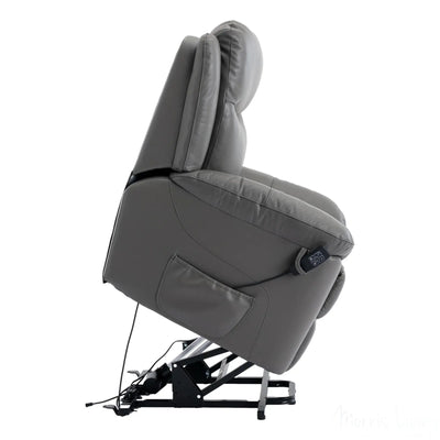 The Devon - Dual Motor Mobility Riser Recliner Arm Chair - Grey Genuine Leather - Refurbished Morris Living