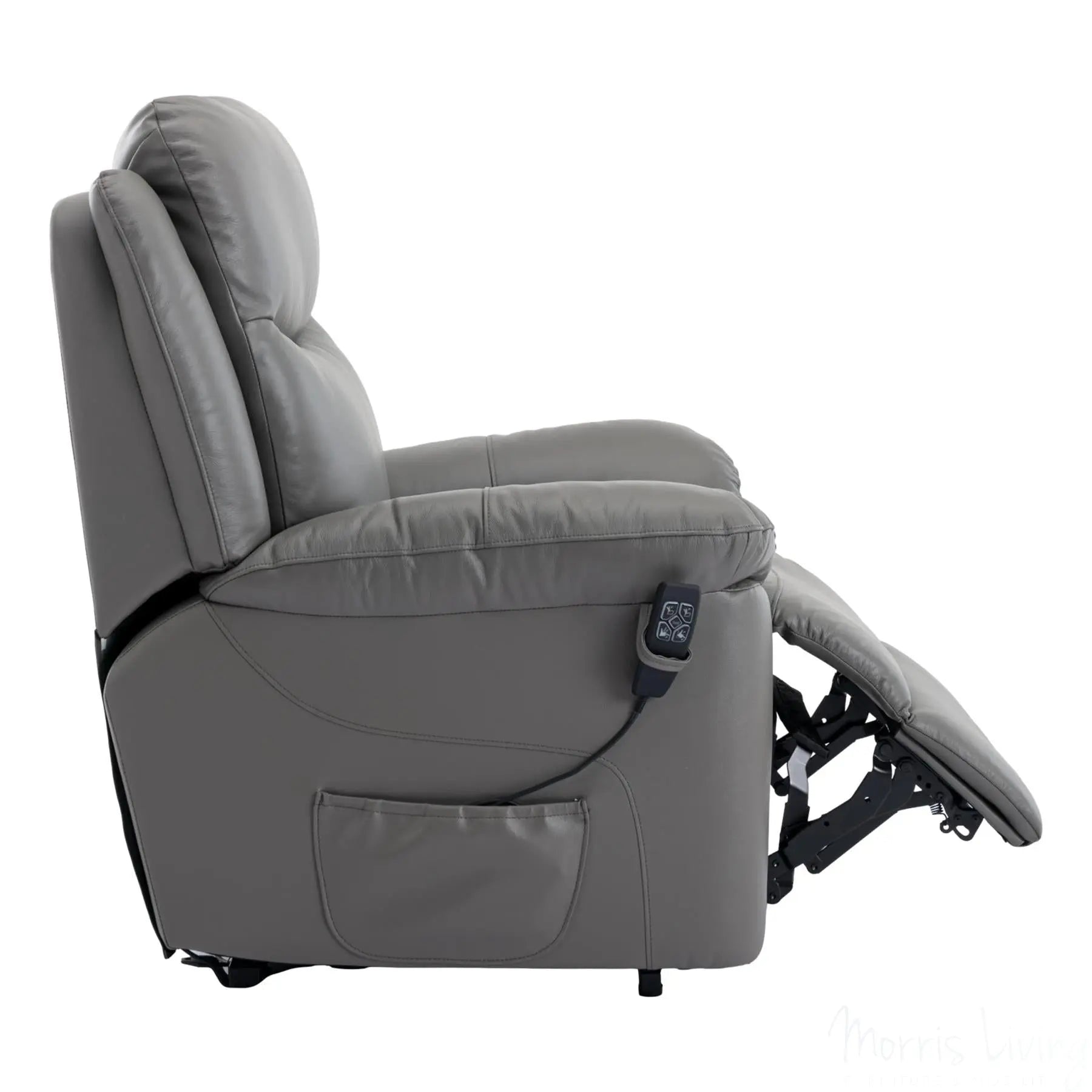 The Devon - Dual Motor Mobility Riser Recliner Arm Chair - Grey Genuine Leather - Refurbished Morris Living