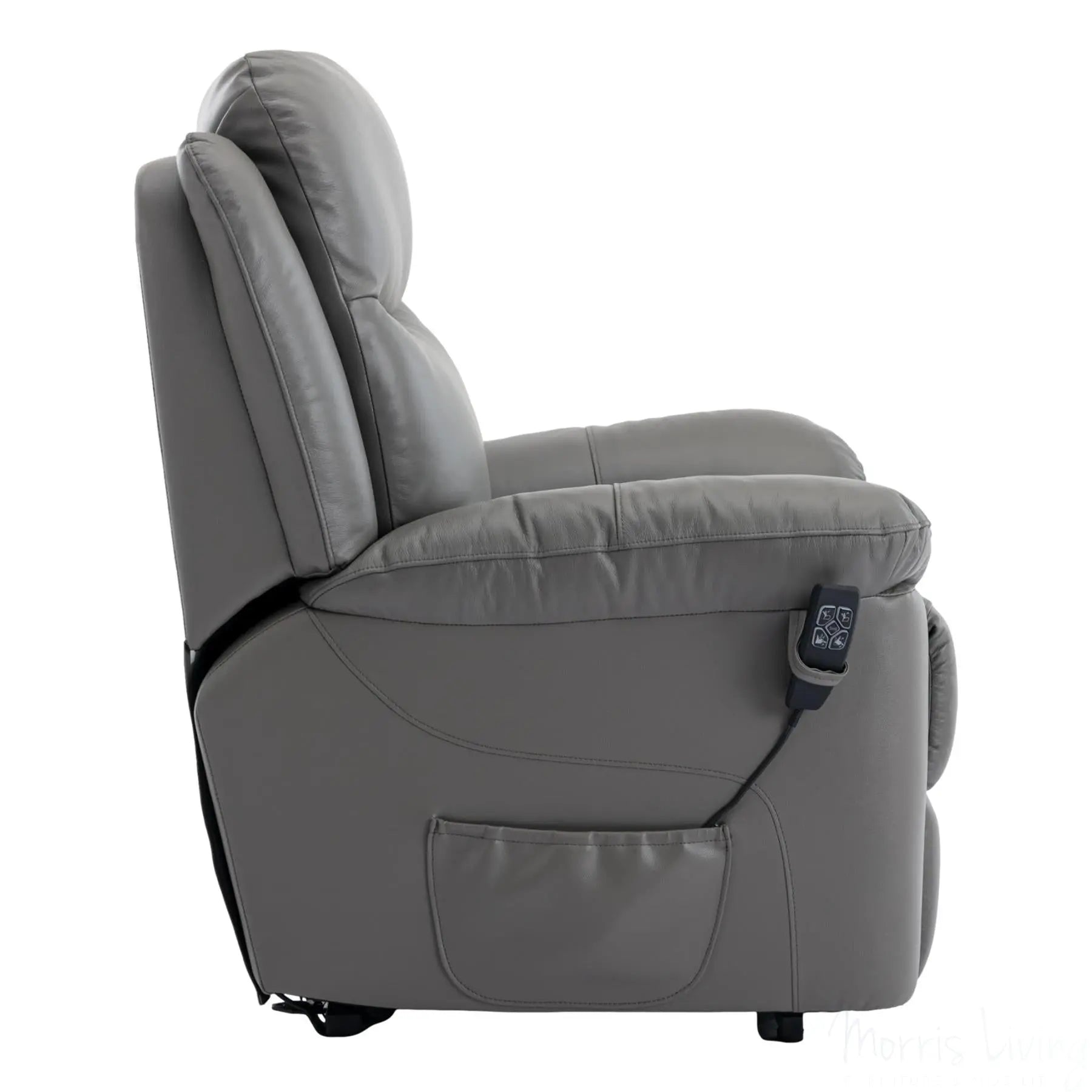 The Devon - Dual Motor Mobility Riser Recliner Arm Chair - Grey Genuine Leather - Refurbished Morris Living