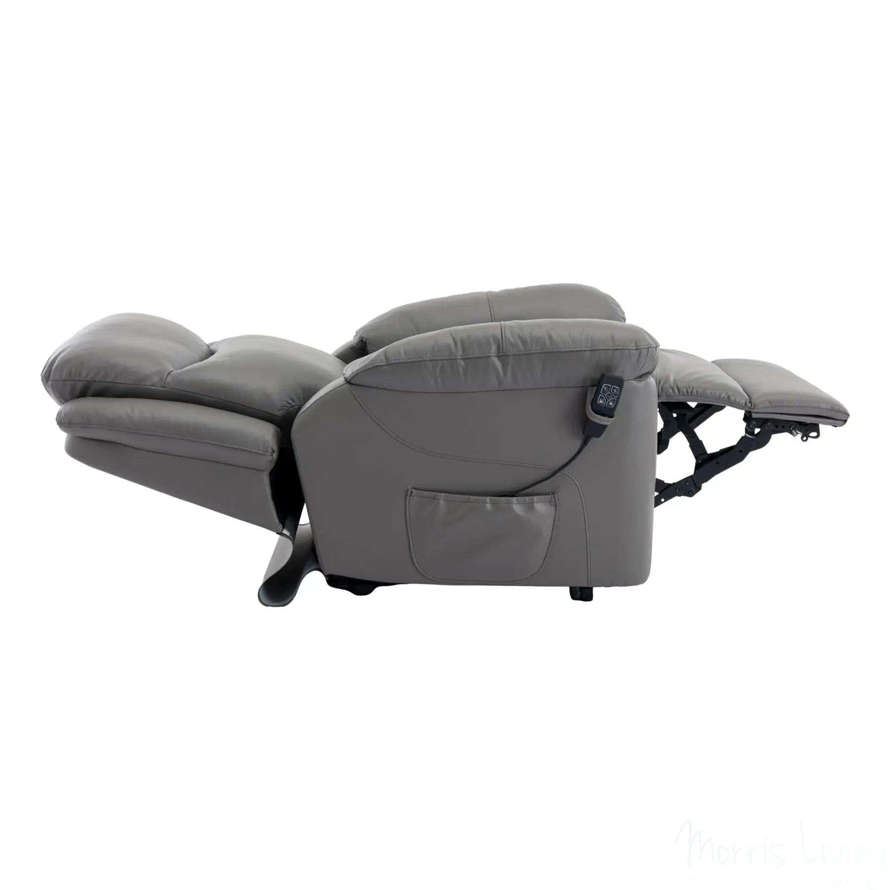 The Devon - Dual Motor Mobility Riser Recliner Arm Chair - Grey Genuine Leather - Refurbished Morris Living