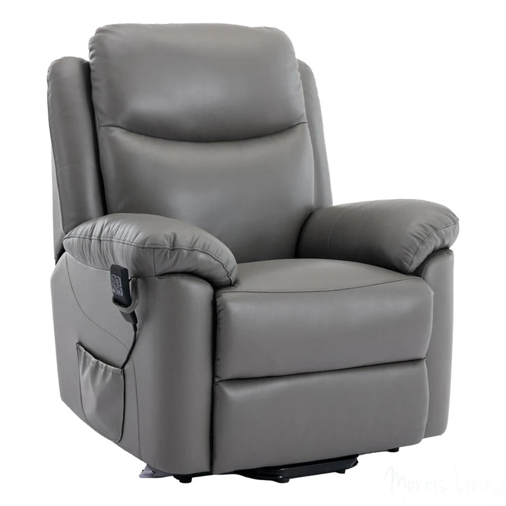 The Devon - Mobility Dual Motor Riser Recliner Arm Chair - Grey Genuine Leather Morris Living - image 1