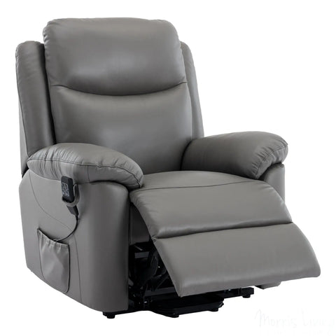 The Devon - Mobility Dual Motor Riser Recliner Arm Chair - Grey Genuine Leather Morris Living - image 3