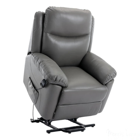 The Devon - Mobility Dual Motor Riser Recliner Arm Chair - Grey Genuine Leather Morris Living - image 4