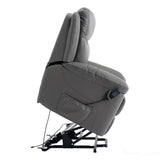 The Devon - Mobility Dual Motor Riser Recliner Arm Chair - Grey Genuine Leather Morris Living - thumbnail 5