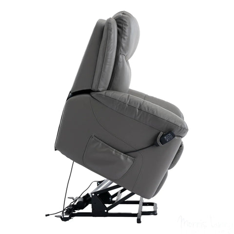 The Devon - Mobility Dual Motor Riser Recliner Arm Chair - Grey Genuine Leather Morris Living - image 5