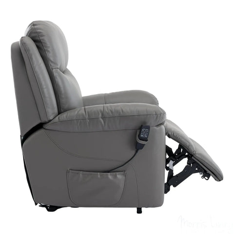 The Devon - Mobility Dual Motor Riser Recliner Arm Chair - Grey Genuine Leather Morris Living - image 6