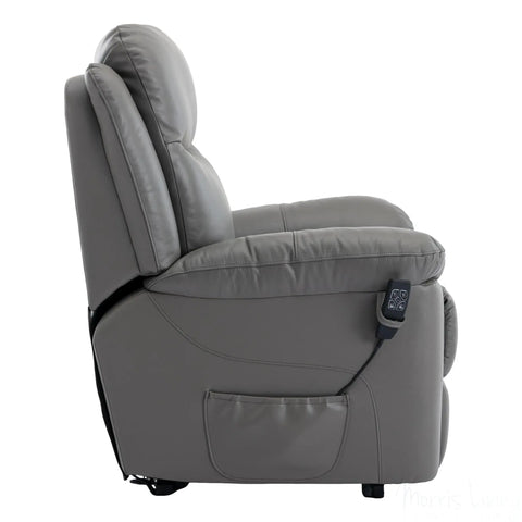 The Devon - Mobility Dual Motor Riser Recliner Arm Chair - Grey Genuine Leather Morris Living - image 7