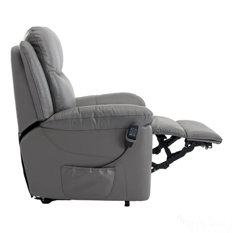 The Devon - Mobility Dual Motor Riser Recliner Arm Chair - Grey Genuine Leather Morris Living - image 8
