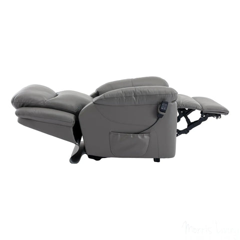 The Devon - Mobility Dual Motor Riser Recliner Arm Chair - Grey Genuine Leather Morris Living - image 9