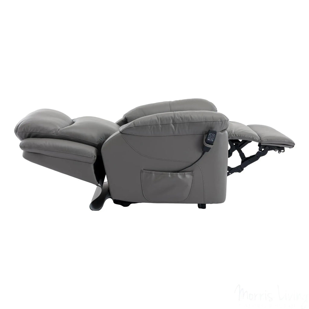 The Devon - Mobility Dual Motor Riser Recliner Arm Chair - Grey Genuine Leather Morris Living
