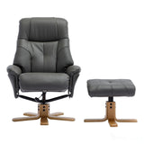 The Dubai - Swivel Recliner Chair & Matching Footstool in Cinder Plush Faux Leather Morris Living