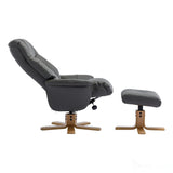 The Dubai - Swivel Recliner Chair & Matching Footstool in Cinder Plush Faux Leather Morris Living