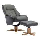 The Dubai - Swivel Recliner Chair & Matching Footstool in Cinder Plush Faux Leather Morris Living