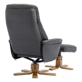The Dubai - Swivel Recliner Chair & Matching Footstool in Cinder Plush Faux Leather Morris Living