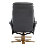 The Dubai - Swivel Recliner Chair & Matching Footstool in Cinder Plush Faux Leather Morris Living