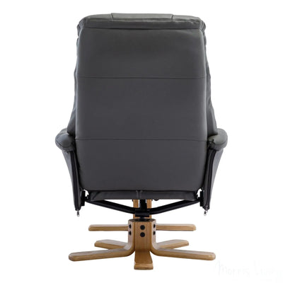 The Dubai - Swivel Recliner Chair & Matching Footstool in Cinder Plush Faux Leather Morris Living