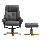 The Dubai - Swivel Recliner Chair & Matching Footstool in Cinder Plush Faux Leather Morris Living - thumbnail 2