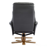 The Dubai - Swivel Recliner Chair & Matching Footstool in Cinder Plush Faux Leather Morris Living - thumbnail 9