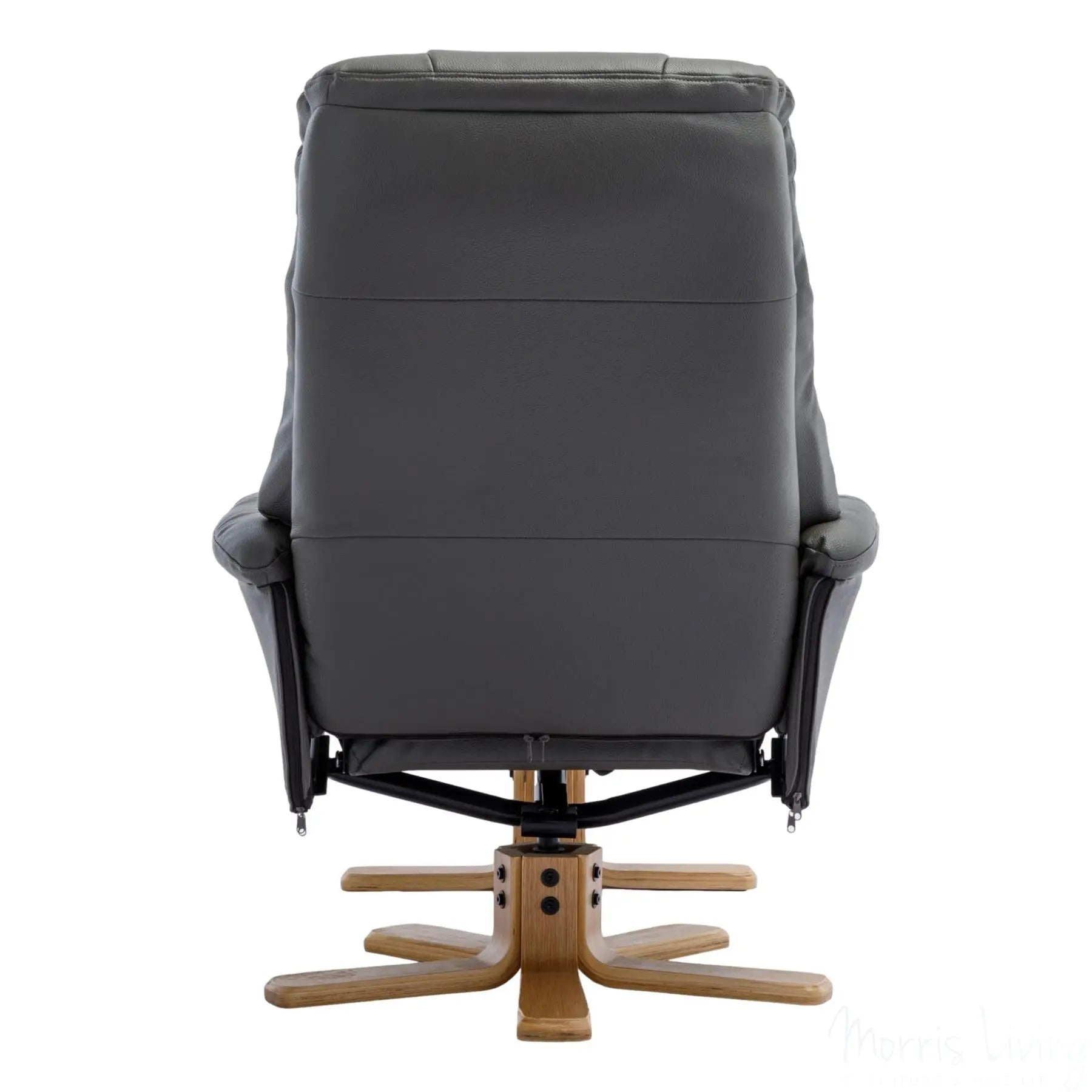 The Dubai - Swivel Recliner Chair & Matching Footstool in Cinder Plush Faux Leather Morris Living