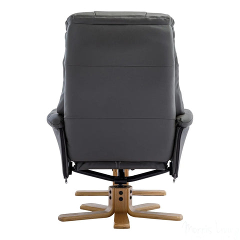 The Dubai - Swivel Recliner Chair & Matching Footstool in Cinder Plush Faux Leather Morris Living - image 9