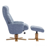 The Dubai - Swivel Recliner Chair & Matching Footstool in Lisbon Marine Fabric Morris Living
