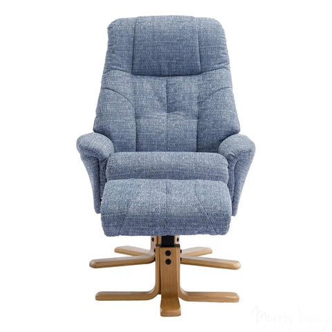 The Dubai - Swivel Recliner Chair & Matching Footstool in Lisbon Marine Fabric Morris Living - image 6