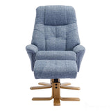 The Dubai - Swivel Recliner Chair & Matching Footstool in Lisbon Marine Fabric Morris Living