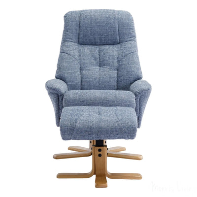The Dubai - Swivel Recliner Chair & Matching Footstool in Lisbon Marine Fabric Morris Living