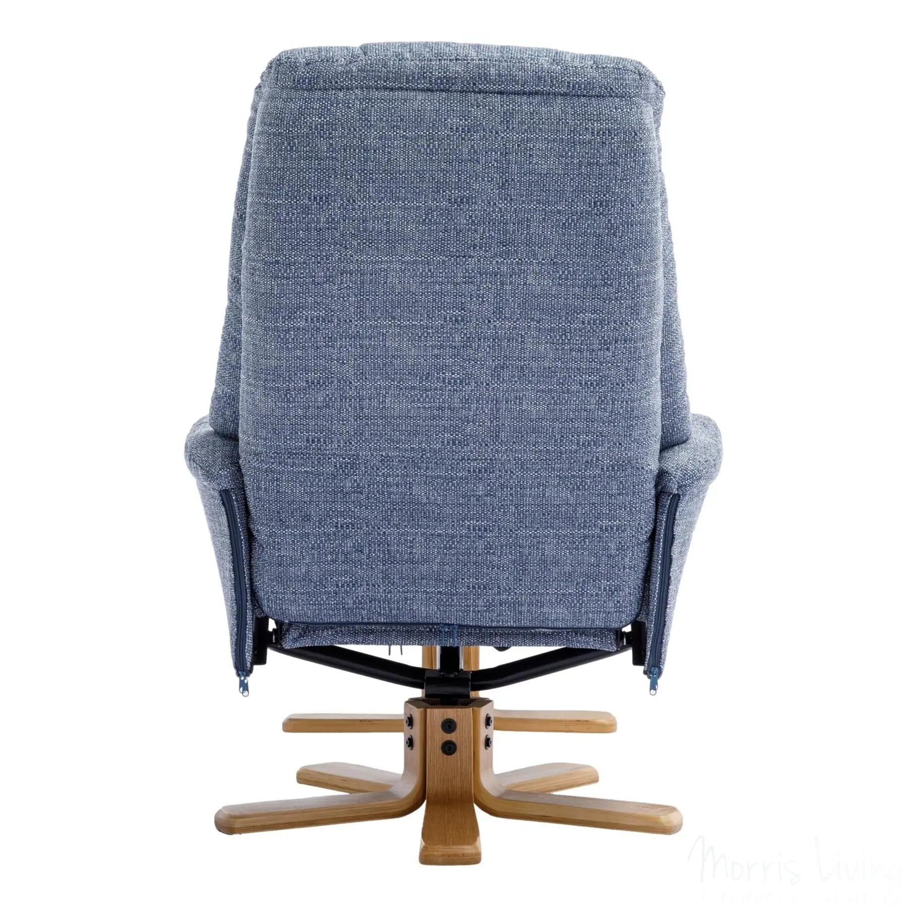 The Dubai - Swivel Recliner Chair & Matching Footstool in Lisbon Marine Fabric Morris Living