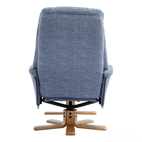 The Dubai - Swivel Recliner Chair & Matching Footstool in Lisbon Marine Fabric Morris Living - image 9