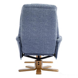 The Dubai - Swivel Recliner Chair & Matching Footstool in Lisbon Marine Fabric Morris Living