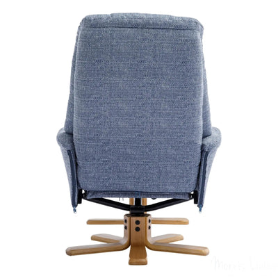 The Dubai - Swivel Recliner Chair & Matching Footstool in Lisbon Marine Fabric Morris Living