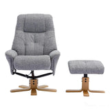 The Dubai - Swivel Recliner Chair & Matching Footstool in Lisbon Rock Fabric Morris Living - thumbnail 2