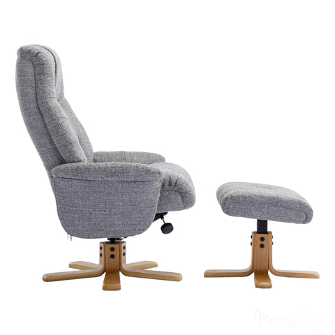 The Dubai - Swivel Recliner Chair & Matching Footstool in Lisbon Rock Fabric Morris Living - image 3