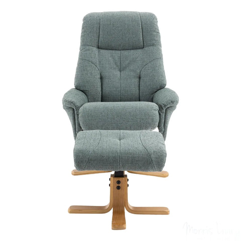 The Dubai - Swivel Recliner Chair & Matching Footstool in Lisbon Teal Fabric Morris Living - image 3