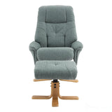 The Dubai - Swivel Recliner Chair & Matching Footstool in Lisbon Teal Fabric Morris Living