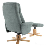 The Dubai - Swivel Recliner Chair & Matching Footstool in Lisbon Teal Fabric Morris Living