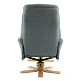 The Dubai - Swivel Recliner Chair & Matching Footstool in Lisbon Teal Fabric Morris Living - thumbnail 9