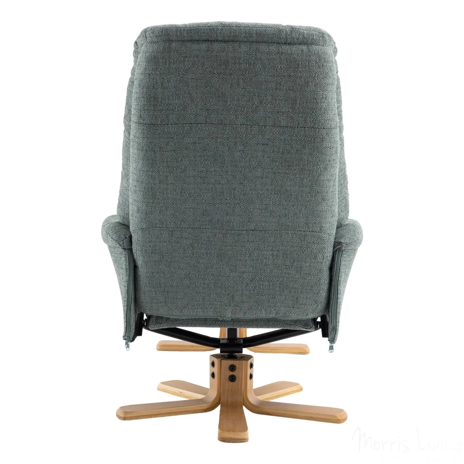 The Dubai - Swivel Recliner Chair & Matching Footstool in Lisbon Teal Fabric Morris Living