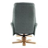 The Dubai - Swivel Recliner Chair & Matching Footstool in Lisbon Teal Fabric Morris Living