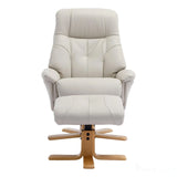 The Dubai - Swivel Recliner Chair & Matching Footstool in Mushroom Plush Faux Leather Morris Living - thumbnail 3