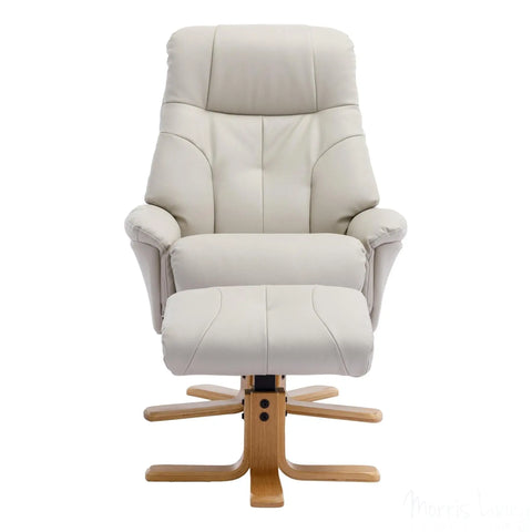 The Dubai - Swivel Recliner Chair & Matching Footstool in Mushroom Plush Faux Leather Morris Living - image 3