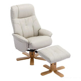 The Dubai - Swivel Recliner Chair & Matching Footstool in Mushroom Plush Faux Leather Morris Living - thumbnail 4