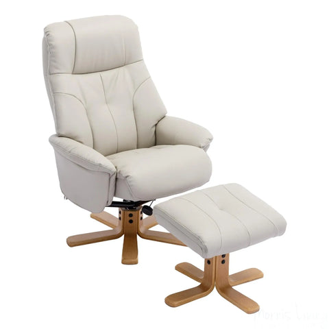 The Dubai - Swivel Recliner Chair & Matching Footstool in Mushroom Plush Faux Leather Morris Living - image 4