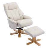 The Dubai - Swivel Recliner Chair & Matching Footstool in Mushroom Plush Faux Leather Morris Living - thumbnail 7
