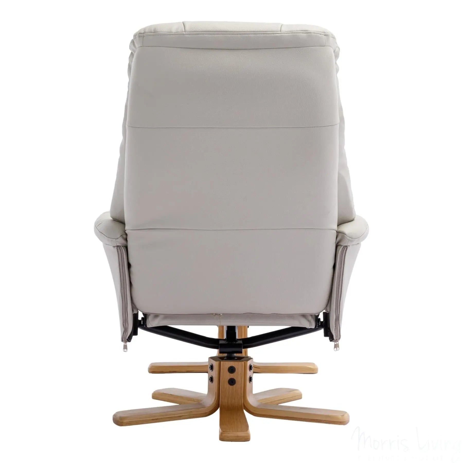 The Dubai - Swivel Recliner Chair & Matching Footstool in Mushroom Plush Faux Leather Morris Living