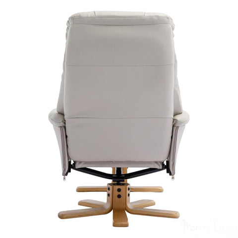 The Dubai - Swivel Recliner Chair & Matching Footstool in Mushroom Plush Faux Leather Morris Living - image 8