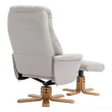 The Dubai - Swivel Recliner Chair & Matching Footstool in Mushroom Plush Faux Leather Morris Living - thumbnail 9