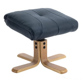 The Dubai - Swivel Recliner Chair & Matching Footstool in Navy Plush Faux Leather Morris Living - thumbnail 7